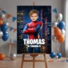 Spiderman Birthday Welcome Sign with Photo | Personalized Party Decor 3 Custom Spiderman Welcome Sign | Personalized Spiderman Party Decor