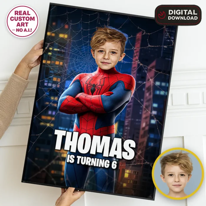 Spiderman Birthday Welcome Sign with Photo | Personalized Party Decor 1 Custom Spiderman Welcome Sign | Personalized Spiderman Party Decor