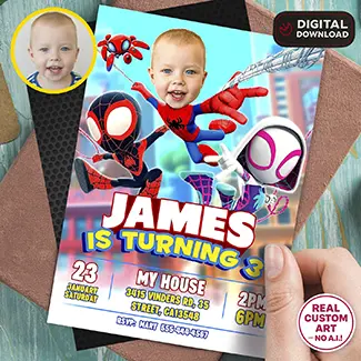Spidey photo birthday invitation 5x7