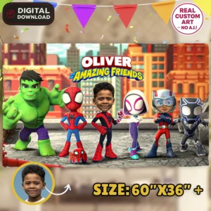 Spin Birthday Banner | Personalized Spidey Photo Banner