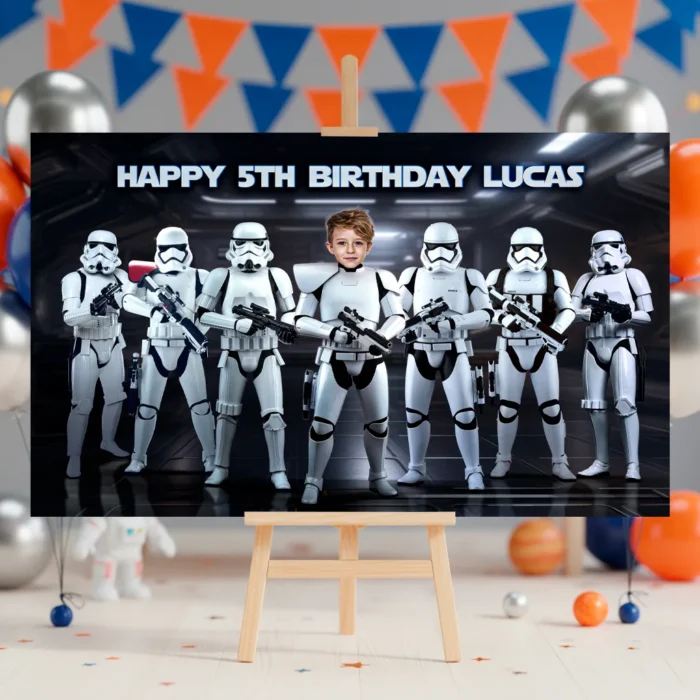Stormtrooper Birthday Banner | Star Wars Party Backdrop