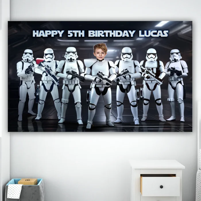 Stormtrooper Birthday Banner | Star Wars Party Backdrop