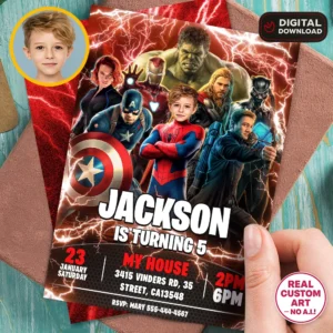 Spiderman Birthday Invitation | Custom Superhero Photo Invite