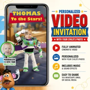 Buzz Lightyear Video Invitation | Custom Toy Story Invite