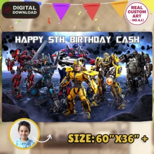 Bumblebee Birthday Banner | Transformers Party Backdrop