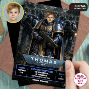 Ultramarine Party Invite | Space Marine Photo Invitation