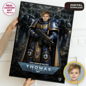 Ultramarine Party Welcome Sign | Custom Space Marine Birthday Poster
