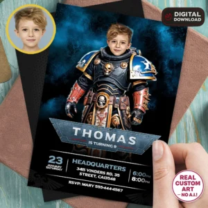 Warhammer 40K Chaplain Invite | Space Marine Photo Invitation