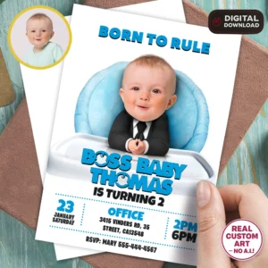 Boss Baby Party Invitation | Custom Baby Executive Photo Invite