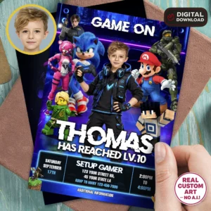 Custom Gamer Birthday Invitation | Custom Video Game Birthday Invite