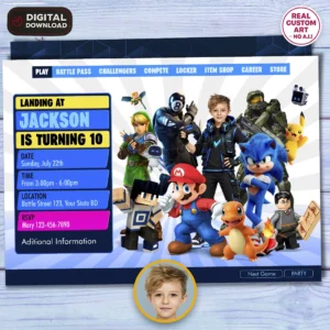Custom Gamer Party Invite | Video Game Birthday Invitation
