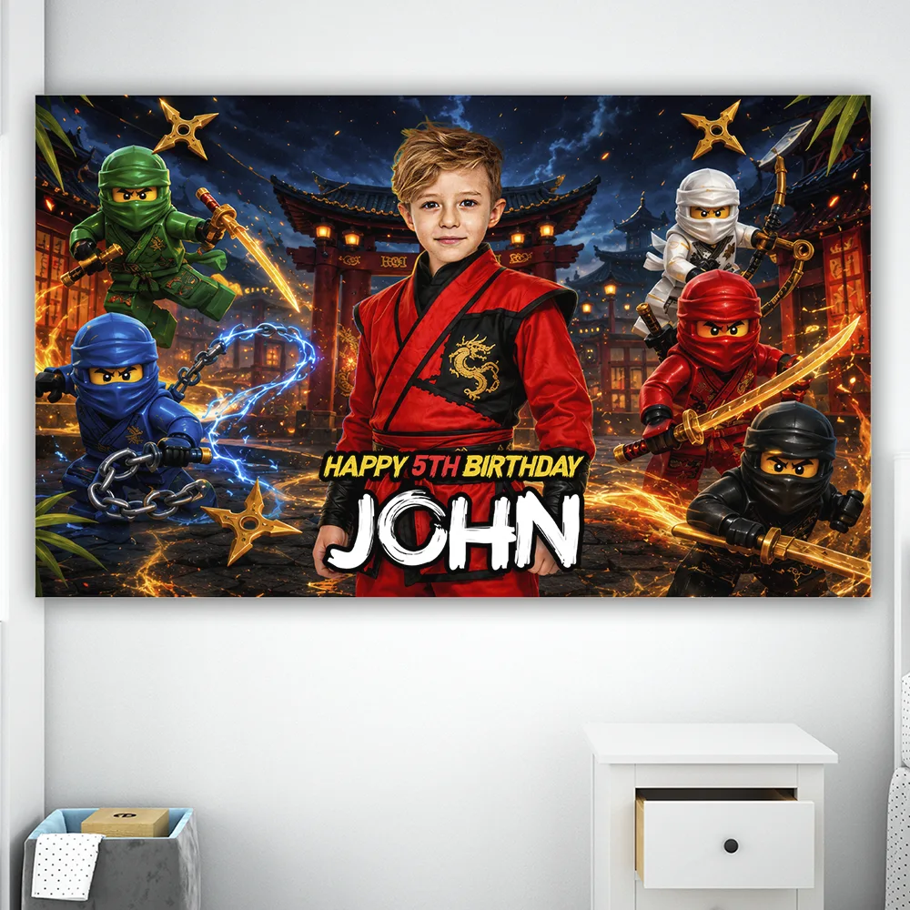 Lego Ninjago Party Banner | LEGO Ninjago Birthday Decoration 5 Lego Ninjago Party Banner | LEGO Ninjago Birthday Decoration