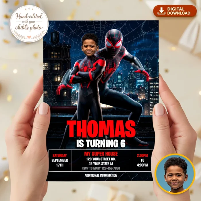 Miles Morales Birthday Invite | Spiderman Party Invite