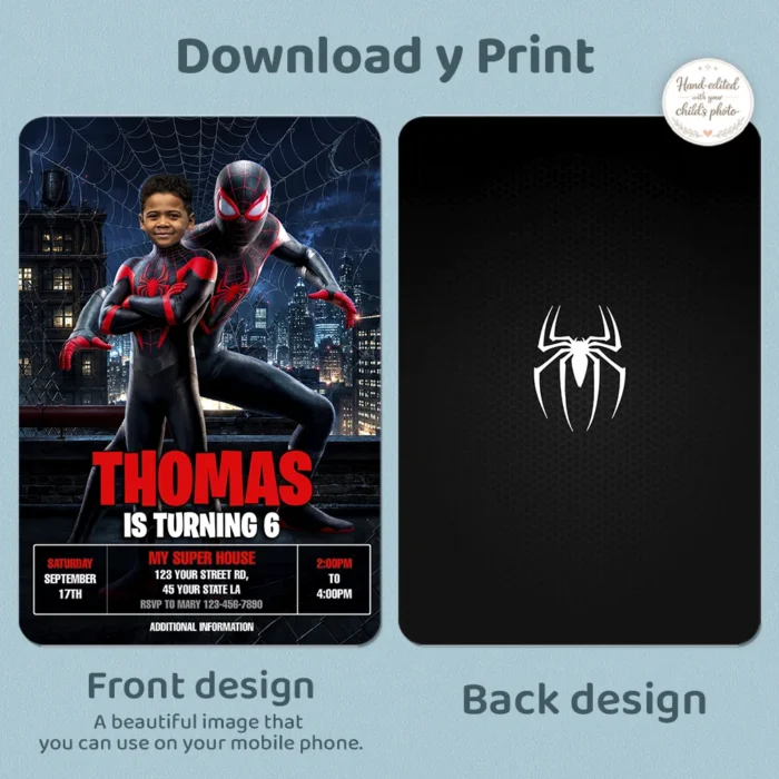 Miles Morales Birthday Invite | Spiderman Party Invite