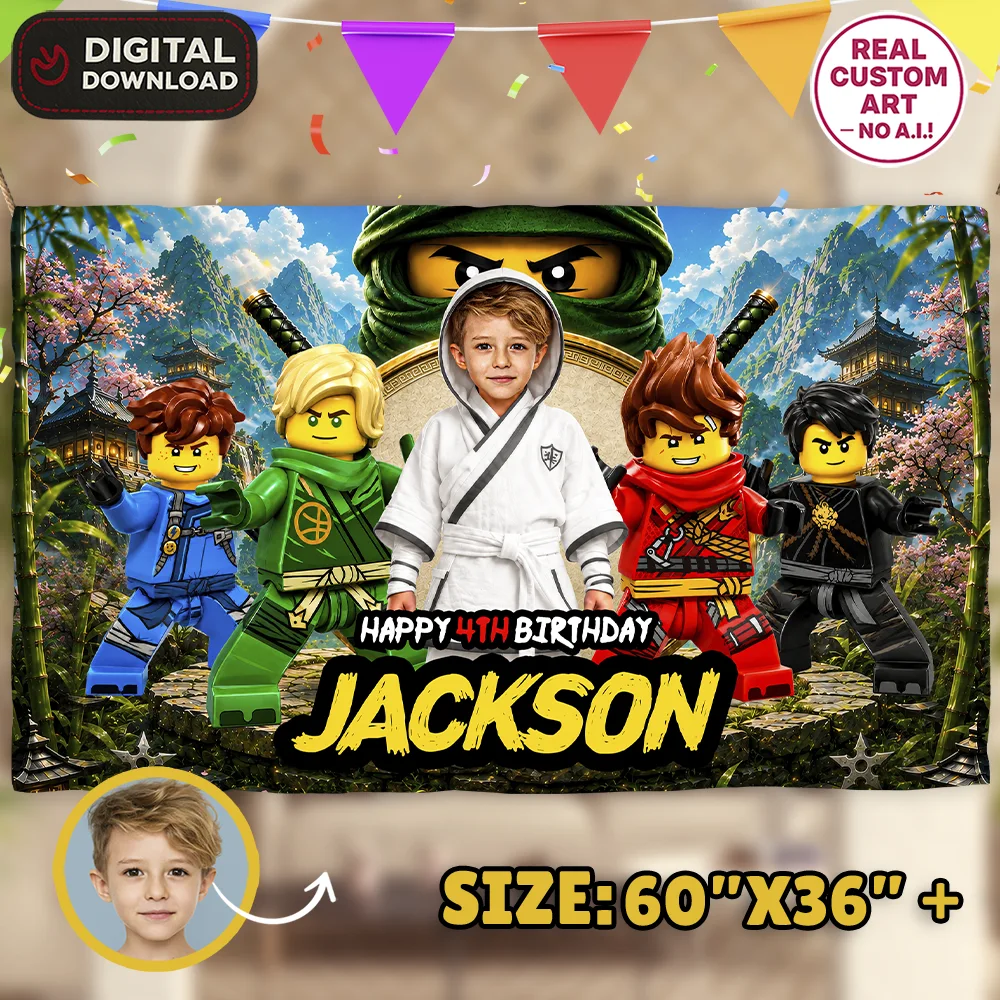 Zane Ninjago Birthday Banner | LEGO Ninjago Party Decoration 1 Zane Ninjago Birthday Banner | LEGO Ninjago Party Decoration