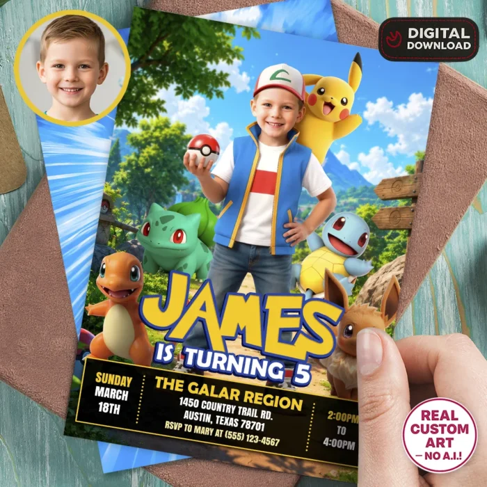 Pokemon Birthday Invitation | Custom Pokemon Party Invite 1 Pokemon Birthday Invitation | Custom Pokemon Party Invite