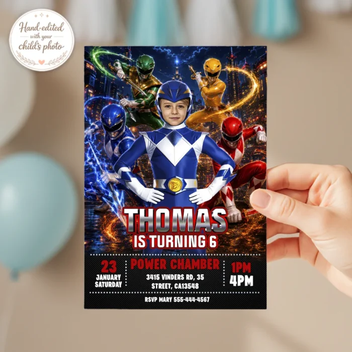 Power Rangers Photo Invitation | Power Rangers Party Invite