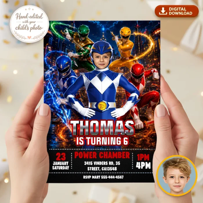 Power Rangers Photo Invitation | Power Rangers Party Invite