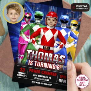 Custom Power Rangers Party Invite | Power Rangers Photo Invitation