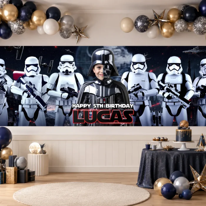 Custom Vader Birthday Banner | Star Wars Party Backdrop 6x2