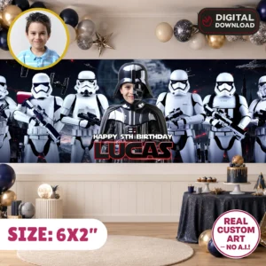 Custom Vader Birthday Banner | Star Wars Party Backdrop 6x2