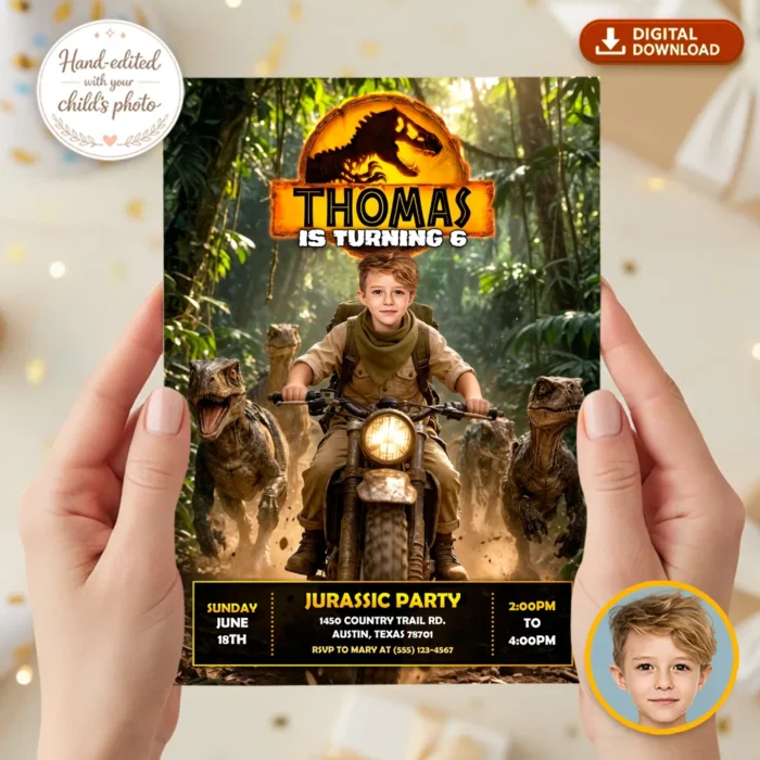 Epic Dinosaur Party Invitation | Custom Dinosaur Photo Invite