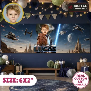 Custom Jedi Party Banner | Star Wars Party Backdrop 6x2