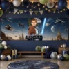 Custom Jedi Party Banner | Star Wars Party Backdrop 6x2 3 jedi star wars birthday banner kids
