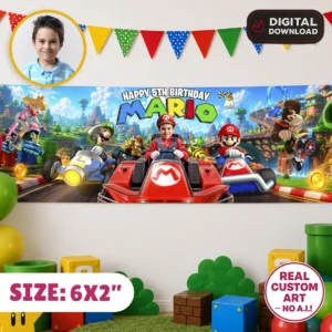 Mario Kart Photo Banner | Mario Kart Party Backdrop 6×2