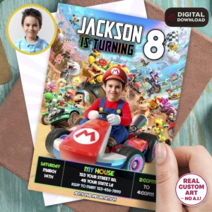Mario Kart Photo Invitation | Mario Kart Birthday Invite