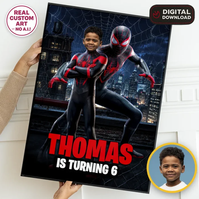 Miles Morales Party Welcome Sign | Custom Spiderman Party Poster 1 Miles Morales Party Welcome Sign | Custom Spiderman Party Poster