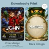 Custom Ninjago Birthday Invitation | Lego Ninjago Photo Invite 7 Custom Ninjago Birthday Invitation | Lego Ninjago Photo Invite