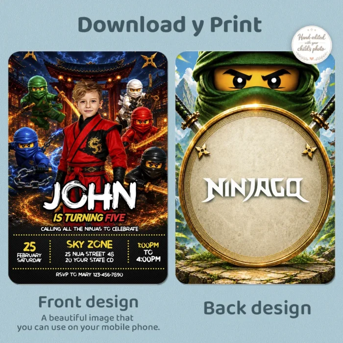 Custom Ninjago Birthday Invitation | Lego Ninjago Photo Invite