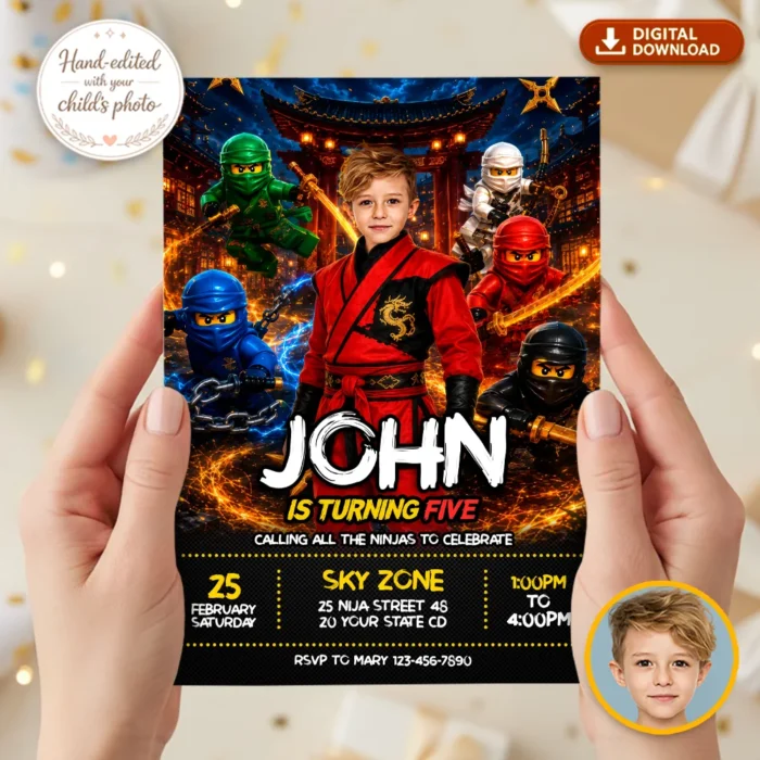 Custom Ninjago Birthday Invitation | Lego Ninjago Photo Invite