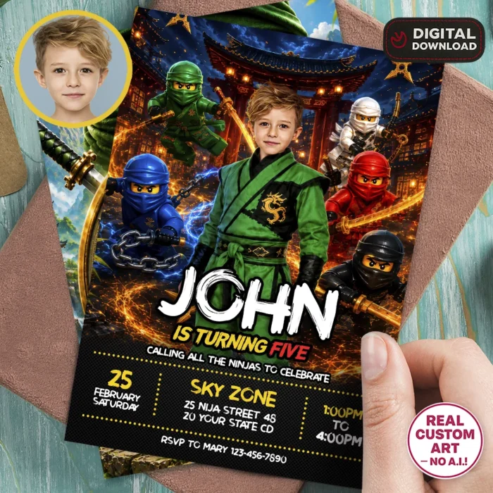 Custom Ninjago Birthday Invitation | Lego Ninjago Photo Invite