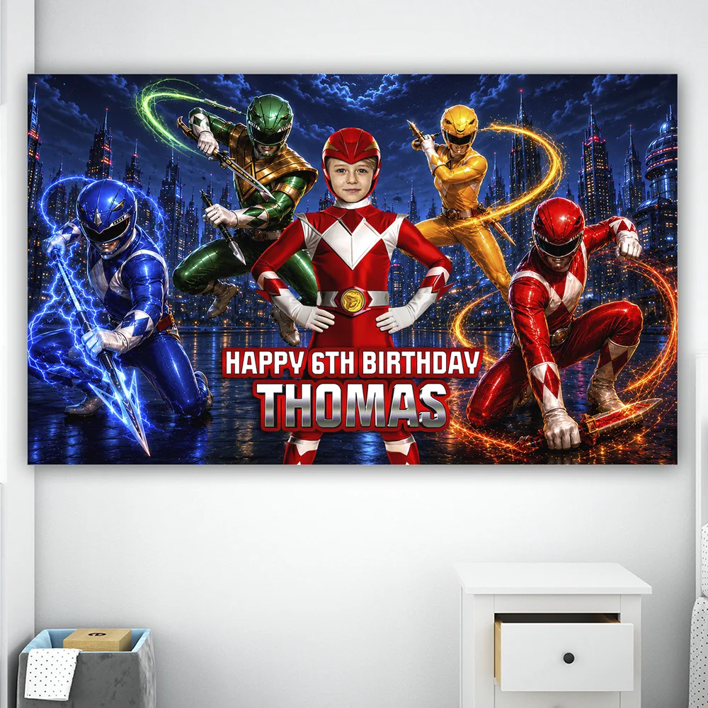 Power Rangers Party Banner | Power Rangers Birthday Deco 6 Power Rangers Party Banner | Power Rangers Birthday Deco