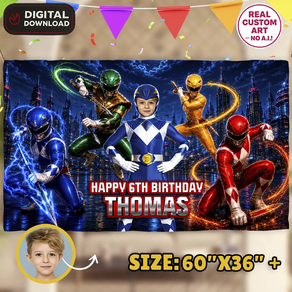 Power Rangers Party Banner | Power Rangers Birthday Deco 2 Power Rangers Party Banner | Power Rangers Birthday Deco
