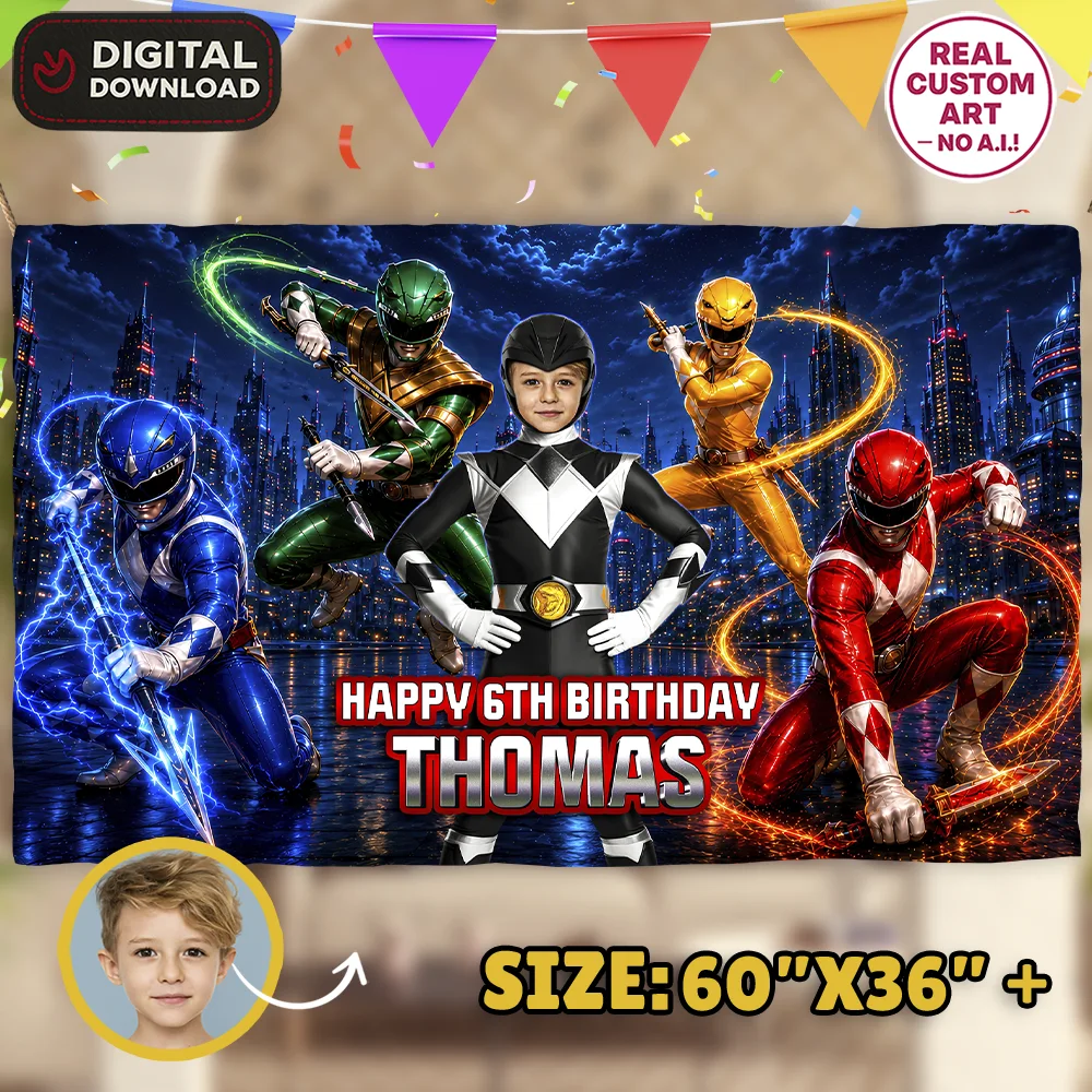 Power Rangers Party Banner | Power Rangers Birthday Deco 3 Power Rangers Party Banner | Power Rangers Birthday Deco