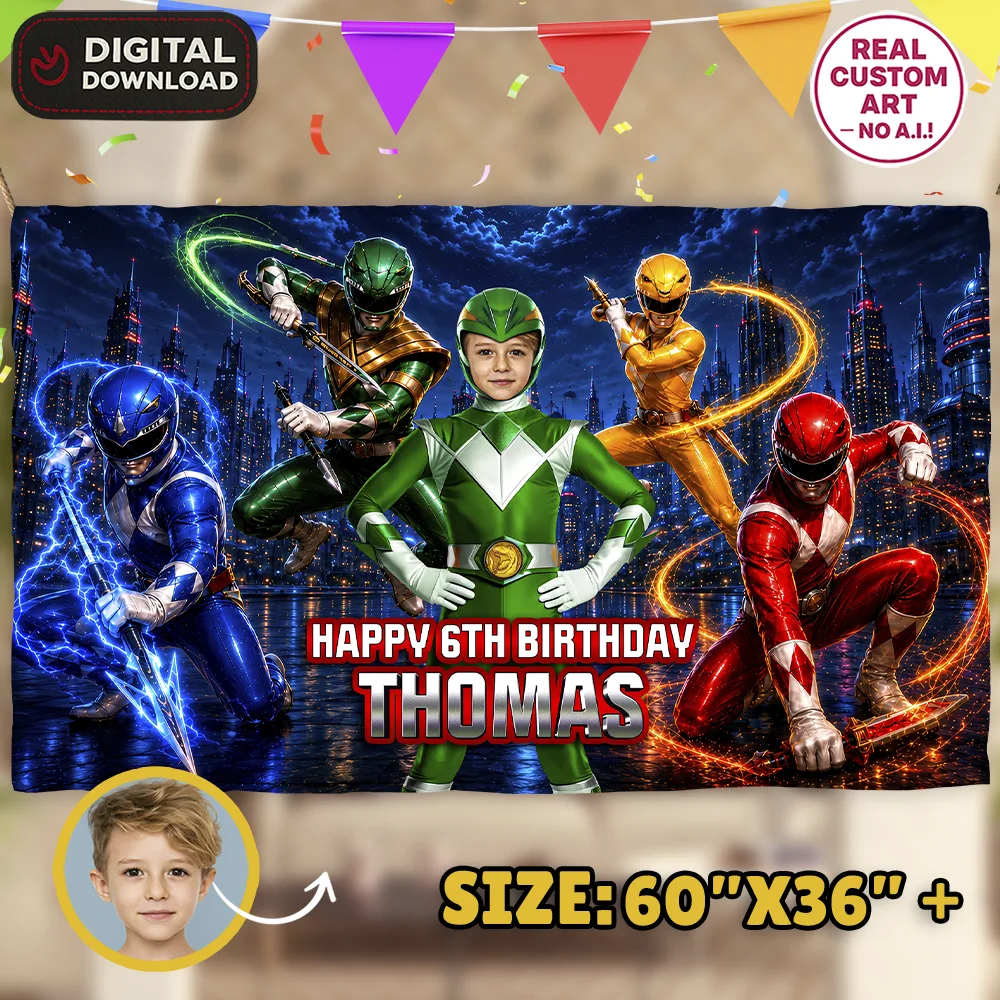 Power Rangers Party Banner | Power Rangers Birthday Deco 4 Power Rangers Party Banner | Power Rangers Birthday Deco