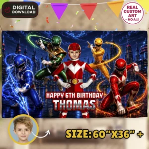 Power Rangers Party Banner | Power Rangers Birthday Deco