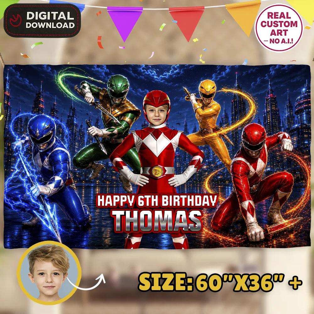 Power Rangers Party Banner | Power Rangers Birthday Deco 1 Power Rangers Party Banner | Power Rangers Birthday Deco