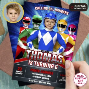 Custom Power Rangers Invite | Power Rangers Photo Invitation