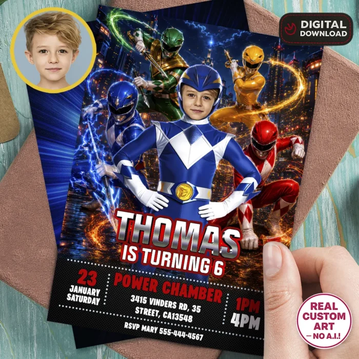 Power Rangers Photo Invitation | Power Rangers Party Invite