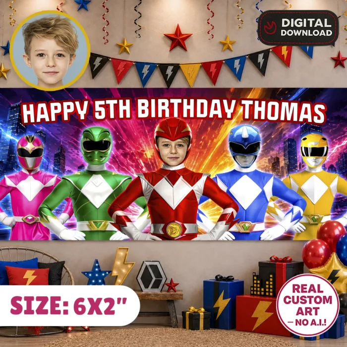 Personalized Power Rangers Banner | Power Rangers Party Decoration 6x2