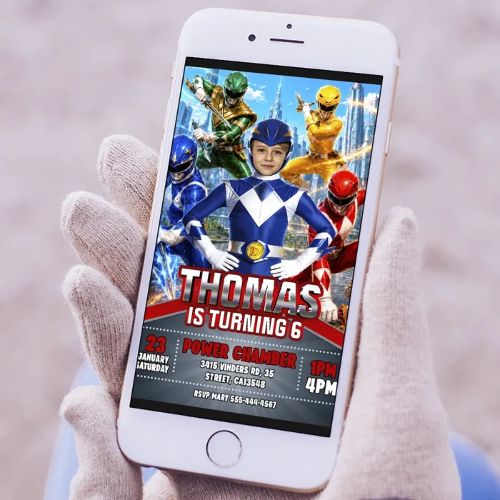 Personalized Power Rangers Invitation | Power Rangers Party Invite