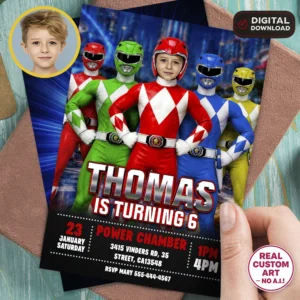 Custom Power Rangers Party Invite | Power Rangers Photo Invitation