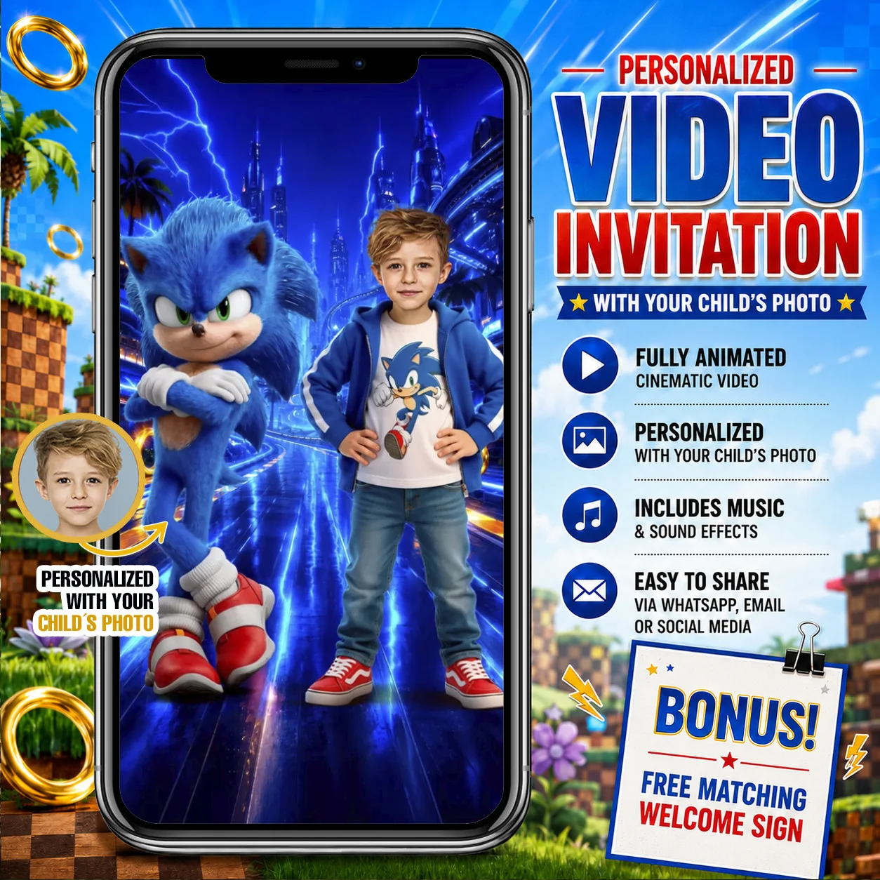 Example of a clear child photo used for a personalized birthday video invitation