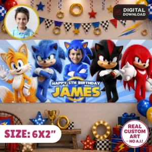 Sonic the Hedgehog Party Banner | Sonic Birthday Decoration 6x2