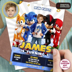 Custom Sonic Photo Invite | Sonic Birthday Party Invitation
