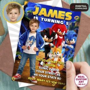 Personalized Sonic Photo Invite | Sonic Birthday Party Invitation
